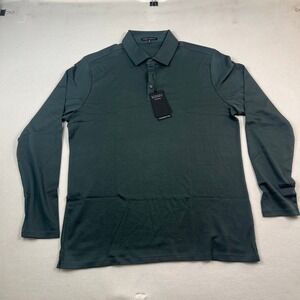Robert Barakett Mens Georgia LS Herringbone‎ Polo Deep Green Pima Cotton XL